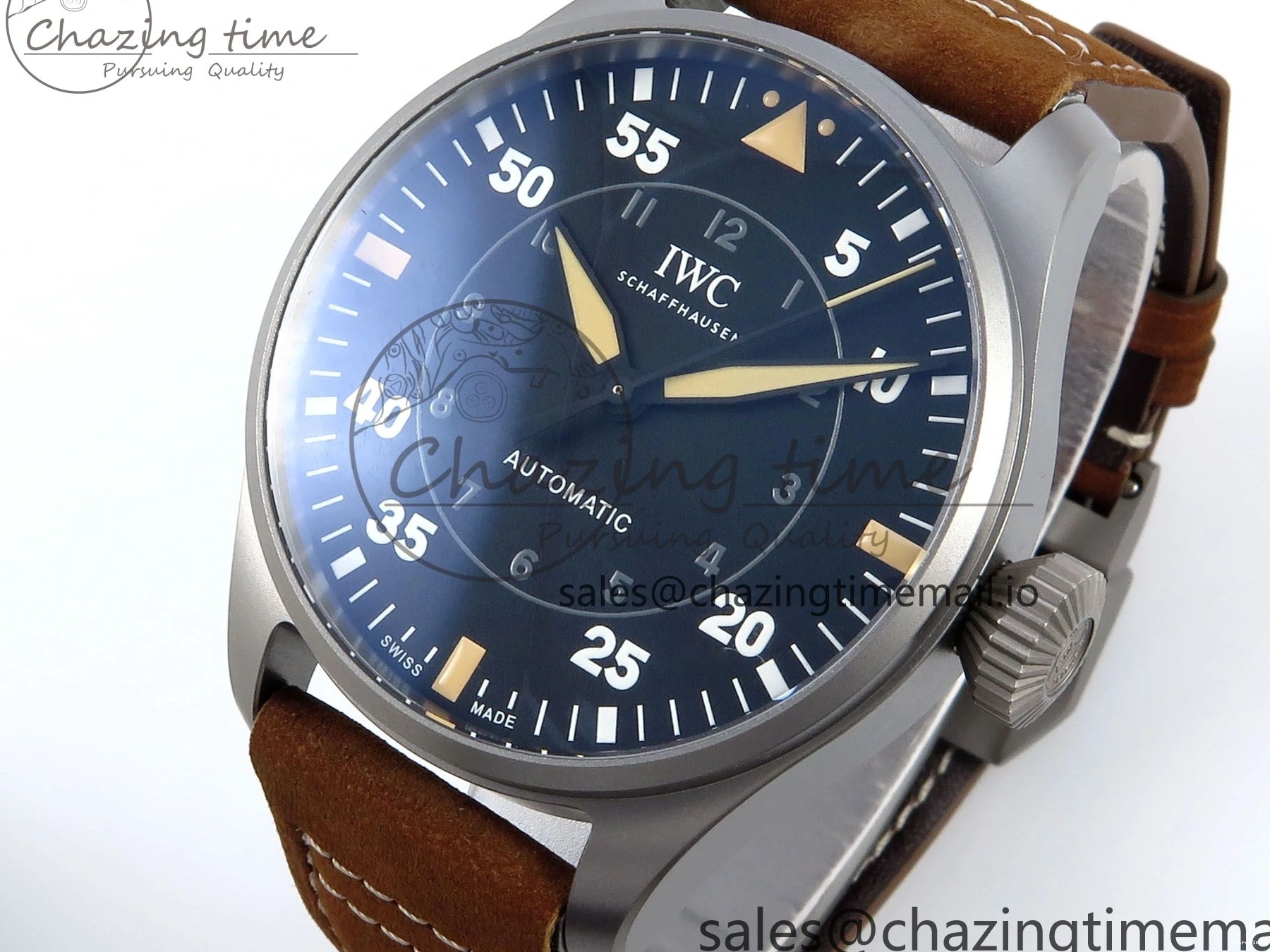 MIROTIME 0417 Big Pilot IW329701 M+F 1:1 Best Edition Black Dial on Brown Leather Strap MY RelaxedFit 7005